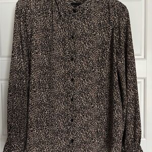 White House Black Market Animal Print Blouse NEW never worn size L